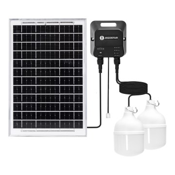 Aigostar - Lustră solară LED 2xLED/35W/12V 6000 mAh 6500K IP65 diam. 10 cm + telecomandă