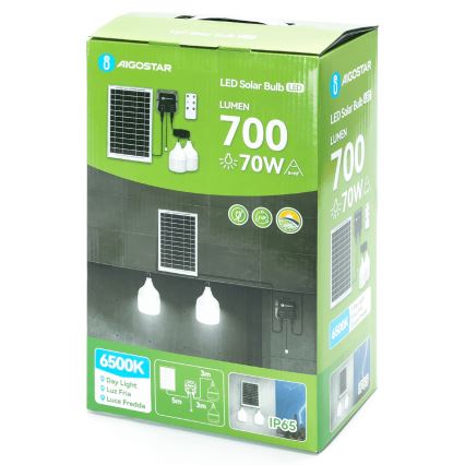 Aigostar - Lustră solară LED 2xLED/35W/12V 6000 mAh 6500K IP65 diam. 10 cm + telecomandă