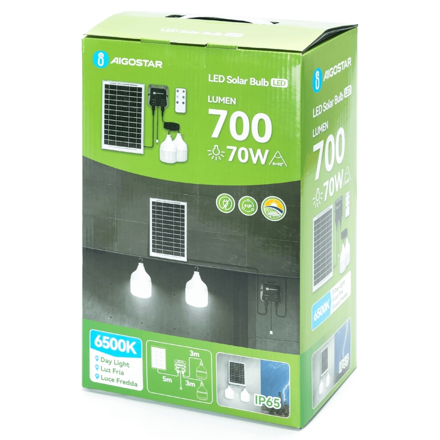 Aigostar - Lustră solară LED 2xLED/35W/12V 6000 mAh 6500K IP65 diam. 10 cm + telecomandă
