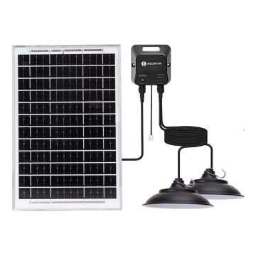 Aigostar - Lustră solară LED cu senzor 2x LED/35 W/12 V 6000 mAh 6500 K IP65 diam. 15 cm + telecomandă