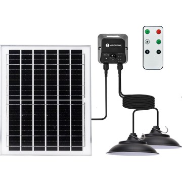 Aigostar - lustră solară LED cu senzor 2xLED/70W/12V 12000 mAh 6500K IP65 Ø 23,5 cm + telecomandă