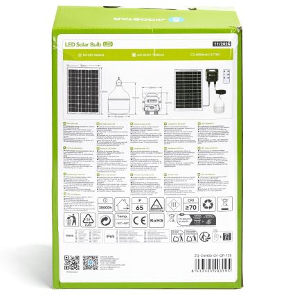 Aigostar - Lustră solară LED cu senzor LED/70W/12V 6000 mAh 6500K IP65 Ø 12 cm + telecomandă