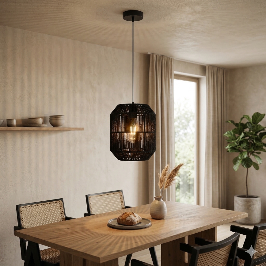 Aigostar - Lustru pe cablu 1xE27/60W/230V negru, Ø 23 cm