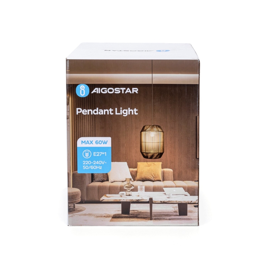 Aigostar - Lustru pe cablu 1xE27/60W/230V negru, Ø 23 cm