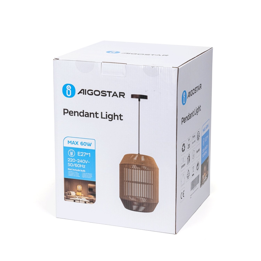 Aigostar - Lustru suspendat pe cablu 1xE27/60W/230V bej Ø 23 cm