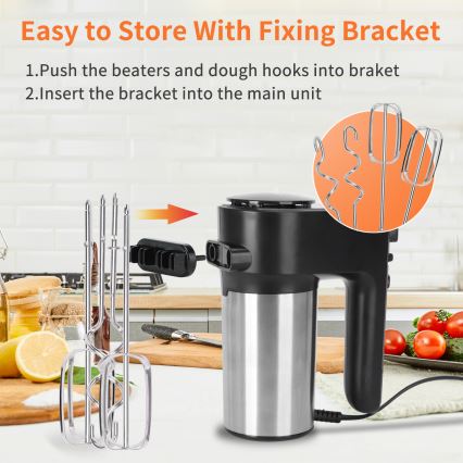 Aigostar - Mixer de mână 300W/230V negru/crom mat