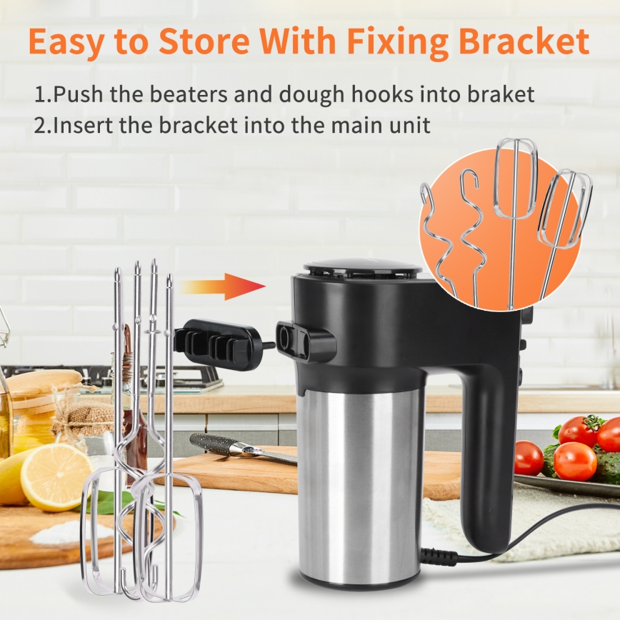 Aigostar - Mixer de mână 300W/230V negru/crom mat