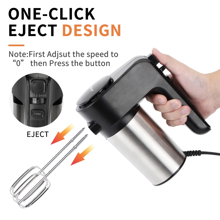 Aigostar - Mixer de mână 300W/230V negru/crom mat