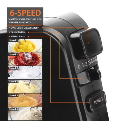 Aigostar - Mixer de mână 300W/230V negru/crom mat