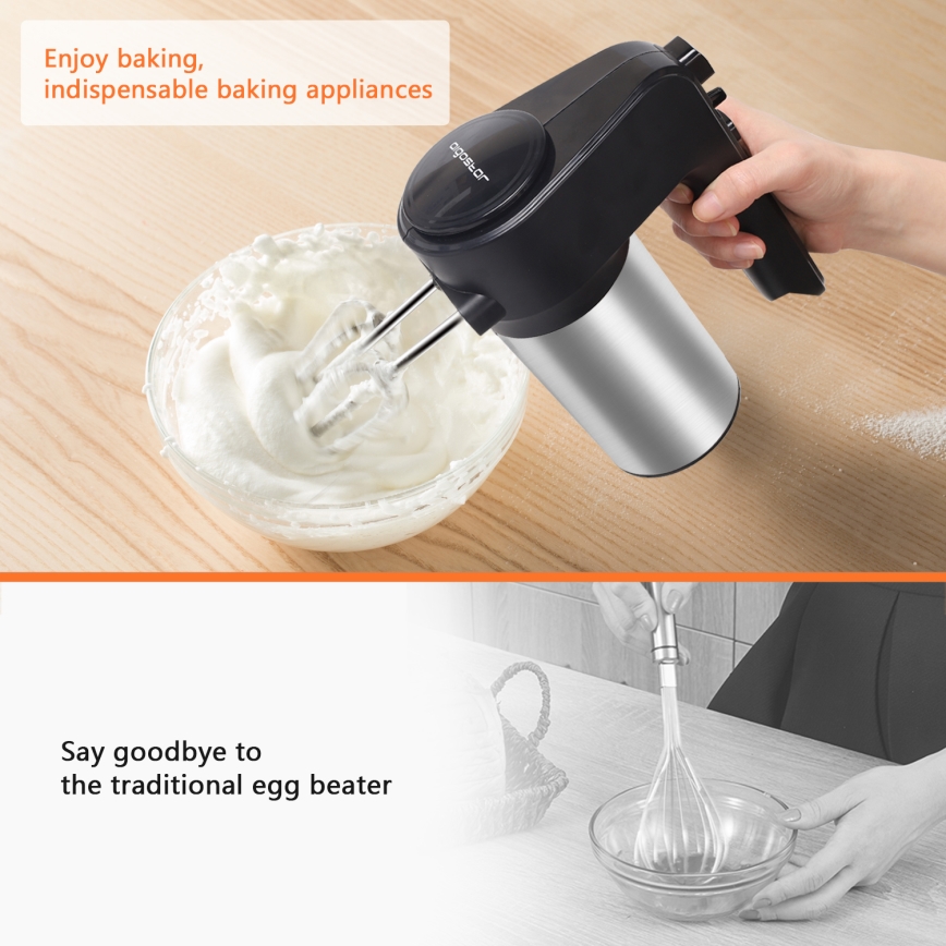 Aigostar - Mixer de mână 300W/230V negru/crom mat