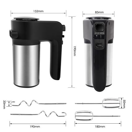 Aigostar - Mixer de mână 300W/230V negru/crom mat