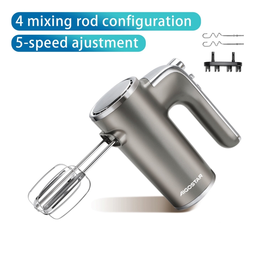 Aigostar - Mixer de mână 400W/230V gri/crom mat