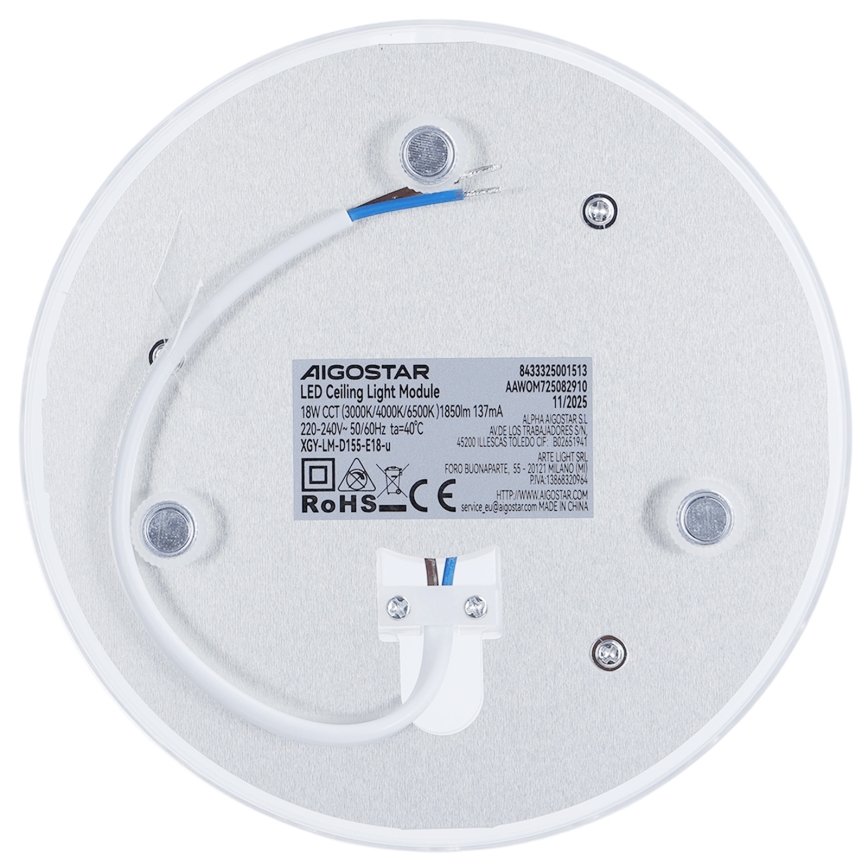 Aigostar - Modul LED magnetic 18W/230V 3000/4000/6500K