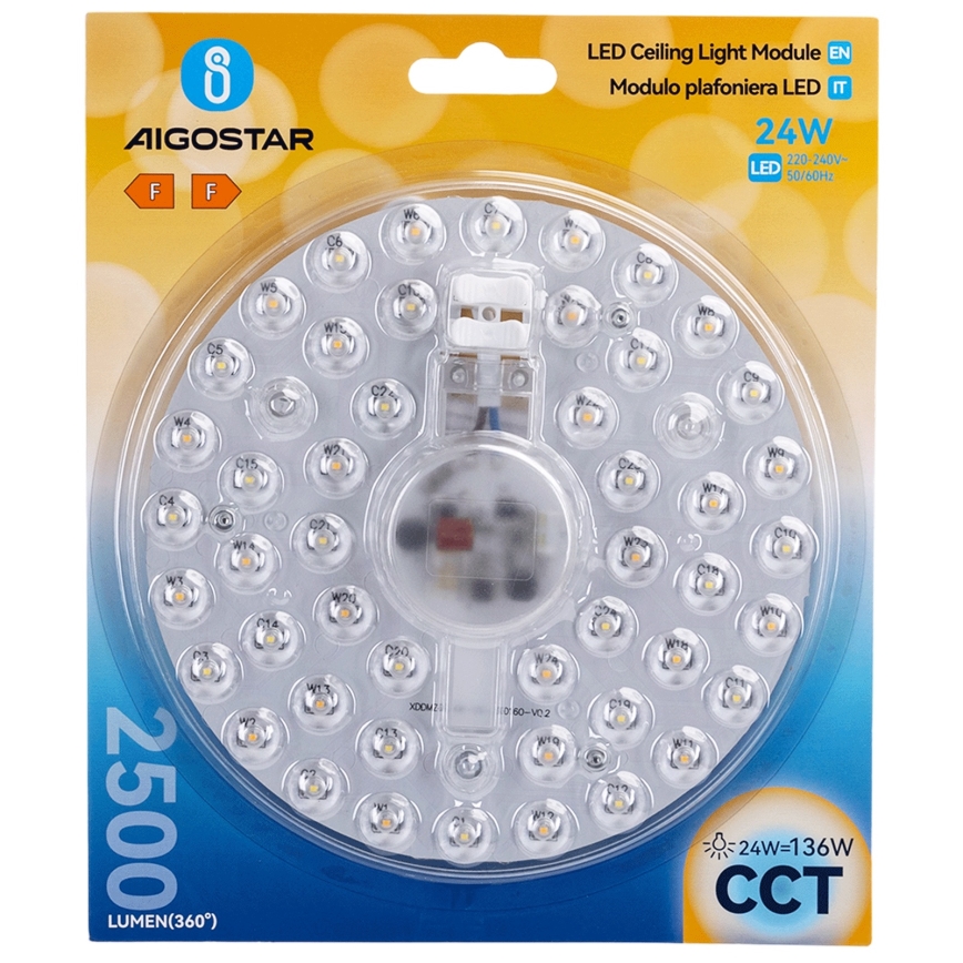 Aigostar - Modul LED magnetic, 24 W, 230 V, 3000/4000/6500 K