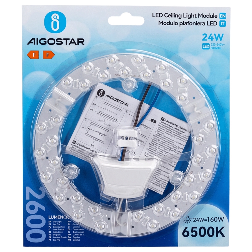 Aigostar - Modul LED magnetic, 24 W, 230 V, 6500 K