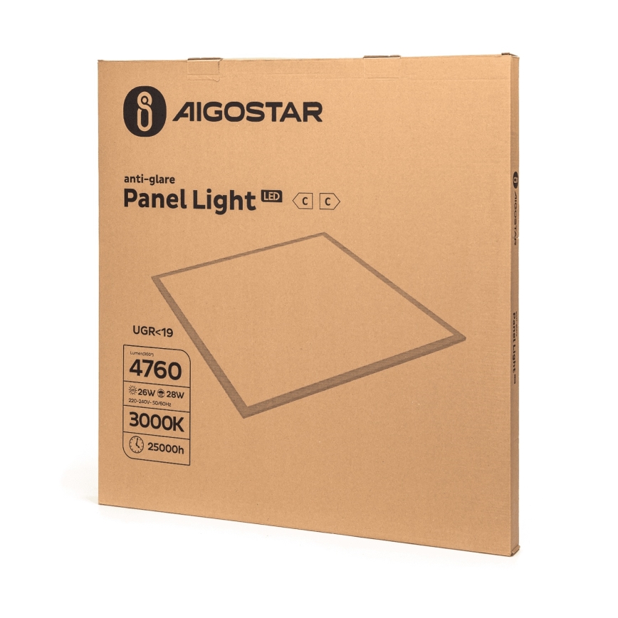 Aigostar - Panou LED pentru tavan casetat, 28 W, 230 V, eficiență ridicată, UGR19, 3000 K, 59,5 x 59,5 cm