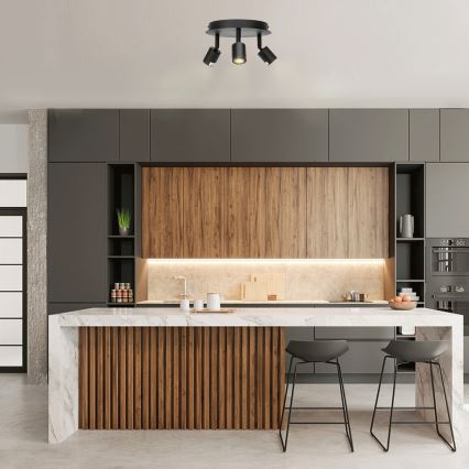 Aigostar - Plafonieră cu spoturi 3x GU10, 60W, 230V, negru