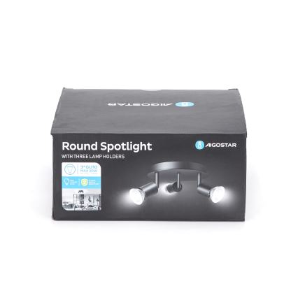 Aigostar - Plafonieră cu spoturi 3x GU10, 60W, 230V, negru