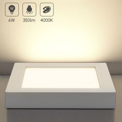 Aigostar - Plafonieră LED aplicată, 6W, 230V, 4000K, 12,2 x 12,2 cm, albă