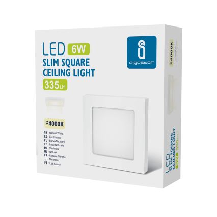 Aigostar - Plafonieră LED aplicată, 6W, 230V, 4000K, 12,2 x 12,2 cm, albă