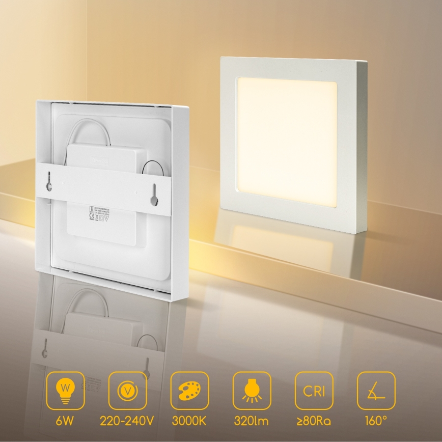 Aigostar - Plafonieră LED aplicată LED/6W/230V 3000K 12,2x12,2 cm albă