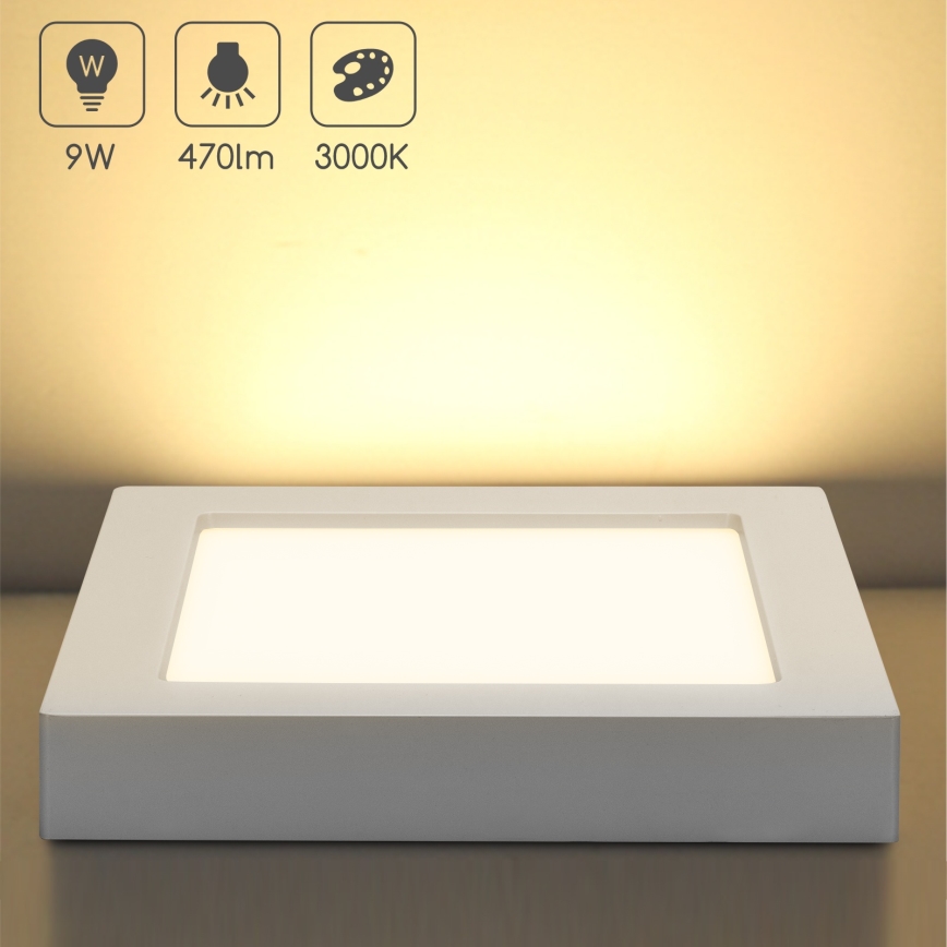 Aigostar - Plafonieră LED cu montare pe suprafață, 9W/230V, 3000K, 12,2x12,2 cm, albă