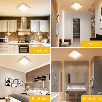 Aigostar - Plafonieră LED cu montare pe suprafață, 9W/230V, 3000K, 12,2x12,2 cm, albă