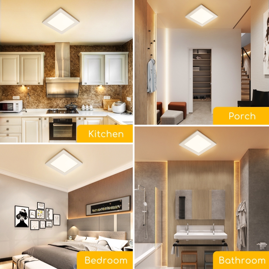 Aigostar - Plafonieră LED cu montare pe suprafață, 9W/230V, 3000K, 12,2x12,2 cm, albă