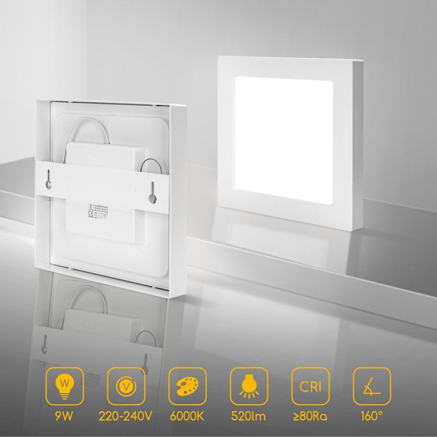 Aigostar - Plafonieră LED de tavan aplicată LED/9W/230V 6000K 12,2x12,2 cm alb