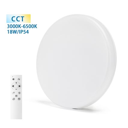 Aigostar - Plafonieră LED dimabilă pentru baie LED/18W/230V 3000-6000K IP54 + telecomandă