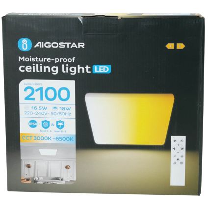 Aigostar - Plafonieră LED reglabilă pentru baie LED/18W/230V 3000K-6500K IP54 + telecomandă