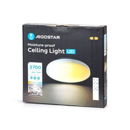 Aigostar - Plafonieră LED dimabilă pentru baie LED/24W/230V 3000K-6500K IP54 Ø 33 cm + telecomandă