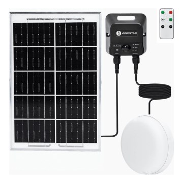 Aigostar - Plafonieră LED solară cu senzor, 70 W, 3,7 V, 6000 mAh, IP65, telecomandă inclusă