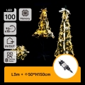 Aigostar - Pom de Crăciun LED pentru exterior, 100 LED, 1,5 m, IP44, alb/auriu, lumină albă caldă