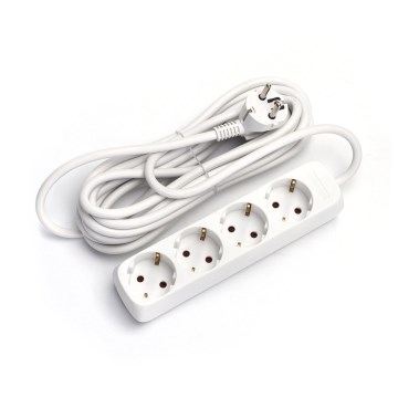 Aigostar - Prelungitor 4Z Tip F 1,5m alb SCHUKO