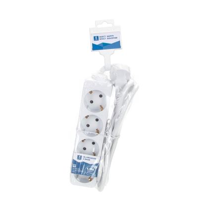 Aigostar - Prelungitor 4Z Tip F 1,5m alb SCHUKO
