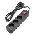 Aigostar - Prelungitor cu întrerupător 3Z Tip F 1,5m SCHUKO negru