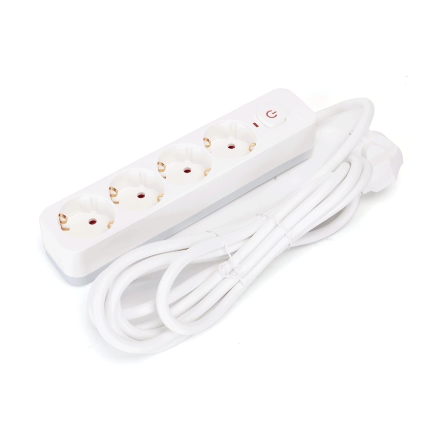 Aigostar - Prelungitor cu întrerupător 4Z Tip F 3m SCHUKO alb