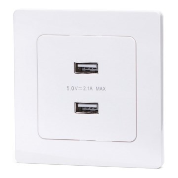 Aigostar - priză de alimentare USB cu ramă, 2 x USB-A, alb