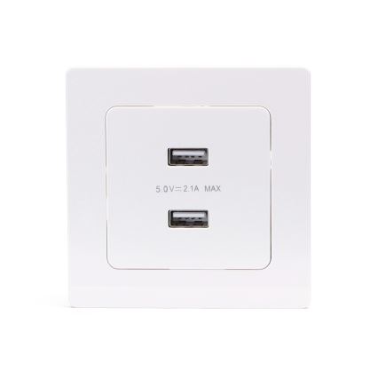 Aigostar - priză de alimentare USB cu ramă, 2 x USB-A, alb