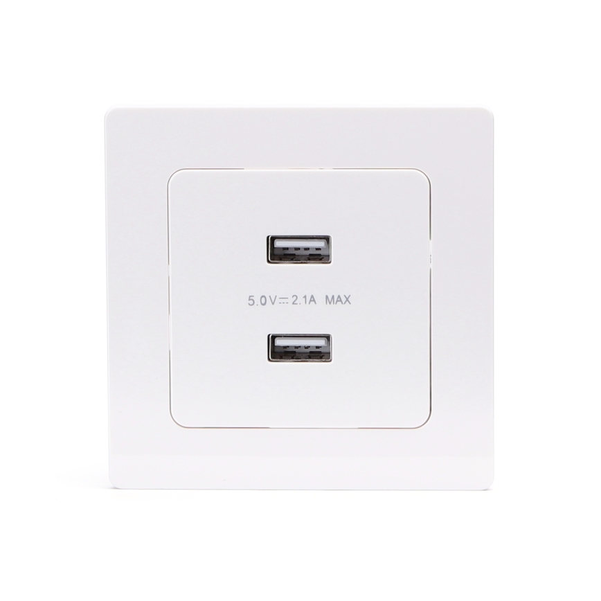 Aigostar - priză de alimentare USB cu ramă, 2 x USB-A, alb