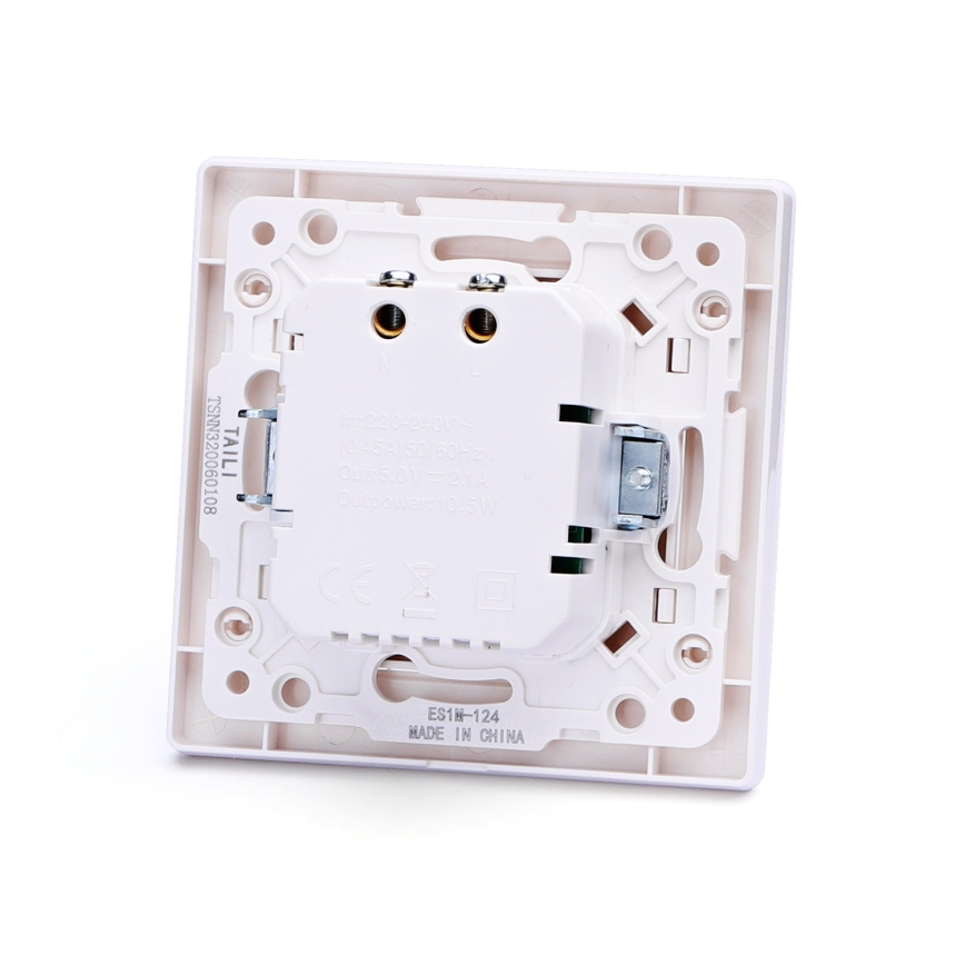 Aigostar - priză de alimentare USB cu ramă, 2 x USB-A, alb