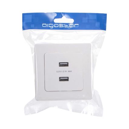 Aigostar - priză de alimentare USB cu ramă, 2 x USB-A, alb