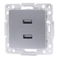 Aigostar - priză de alimentare USB fără ramă, 2 porturi USB-A, argintie