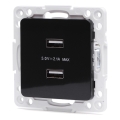 Aigostar - Priză de alimentare USB fără ramă, 2 porturi USB-A, neagră