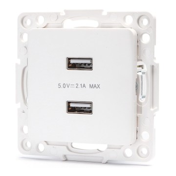Aigostar - Priză de alimentare USB fără ramă, 2x USB-A, albă