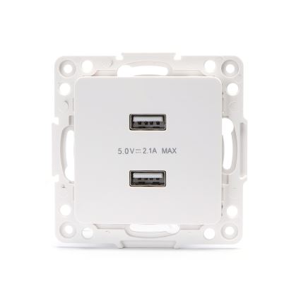 Aigostar - Priză de alimentare USB fără ramă, 2x USB-A, albă