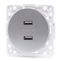 Aigostar - Priză de alimentare USB fără ramă, 2x USB-A, argintie