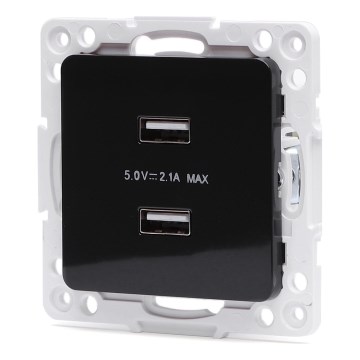 Aigostar - priză de alimentare USB fără ramă, 2x USB-A, neagră