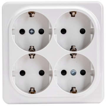 Aigostar - Priză de perete pentru uz casnic cu patru prize SCHUKO 250V albă